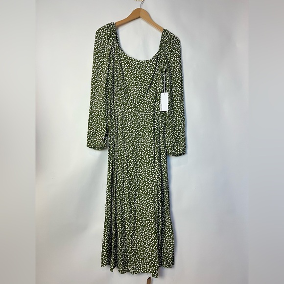 Reformation Sigmund Dress Moiret Polka‎ Dot Midi Slit  Size 14 - Picture 2 of 13